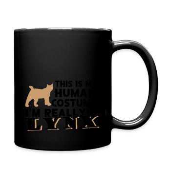 lustiger Luchs Kostüm Spruch Design Wildkatze Tier - Tasse einfarbig - Schwarz - Rechts