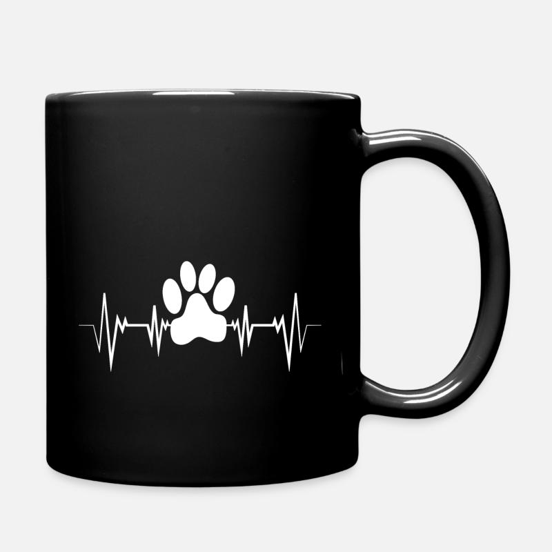 Hund Hunde Herzschlag - Tasse einfarbig - Schwarz