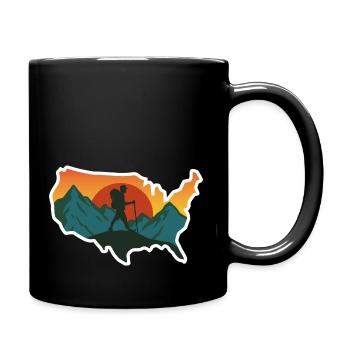 Retro Hiking - Full Colour Mug - black - Right