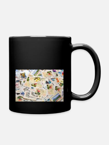 Briefmarken - Tasse einfarbig - Schwarz