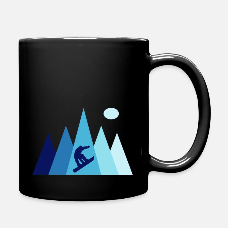 Snowboard vintage Snowboarder Berg - Tasse einfarbig - Schwarz