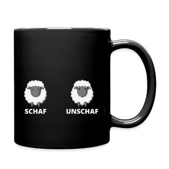 Schäfchen Schaf Unschaf Schafbock Schaffell - Tasse einfarbig - Schwarz - Rechts