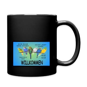Poster Wellis Wellensittiche Vogel haben Spruch - Tasse einfarbig - Schwarz - Rechts