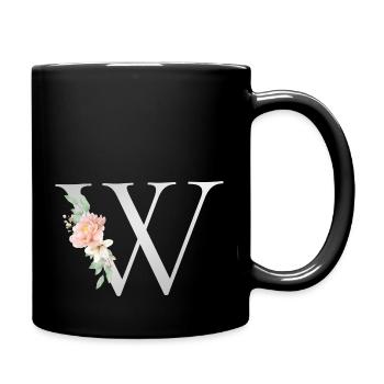 Monogramme personnalisable W Floral - Mug uni - noir - Droite