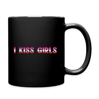 I Kiss Girls Lesbisch LGBTQIA+ CSD Lesbian Pride - Full Colour Mug - black - Right