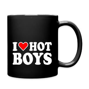 I love hot boys - Full Colour Mug - black - Right