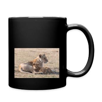 Löwenmama mit Babys D8N 1878 - Tasse einfarbig - Schwarz - Rechts