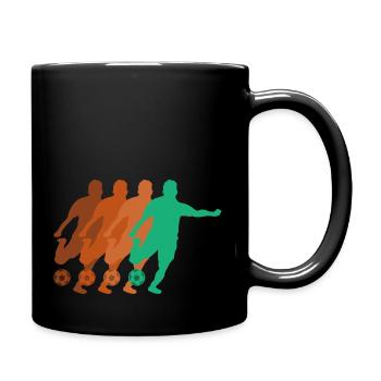 Fußball Fußballer Stürmer Jungen Herren WM - Tasse einfarbig - Schwarz - Rechts