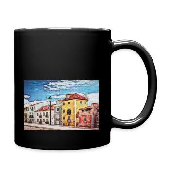 Vintage Color Buildings Row -Lisbon Portugal Lover - Full Colour Mug - black - Right