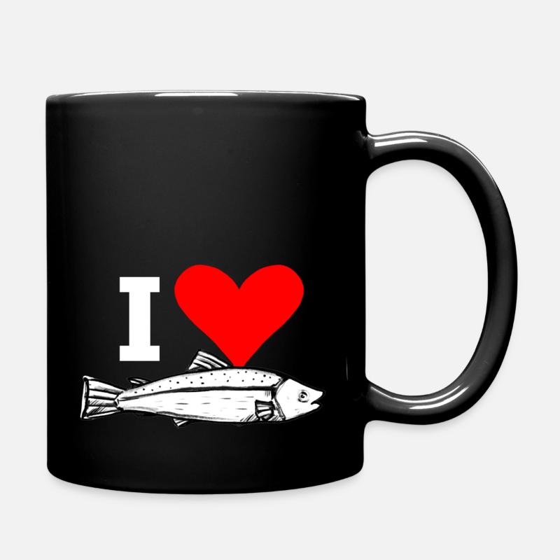 J’aime le poisson (dessiné à la main) - Mug uni - noir