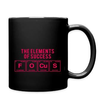 Lustiger Spruch: FOCUS - The Elements of Succes - Tasse einfarbig - Schwarz - Rechts