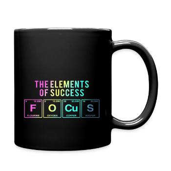 Lustiger Spruch: FOCUS - The Elements of Succes - Tasse einfarbig - Schwarz - Rechts