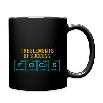 Lustiger Spruch: FOCUS - The Elements of Succes - Tasse einfarbig - Schwarz - Rechts
