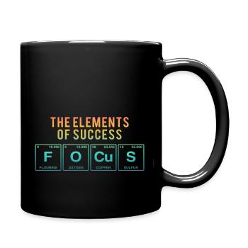 Lustiger Spruch: FOCUS - The Elements of Succes - Tasse einfarbig - Schwarz - Rechts