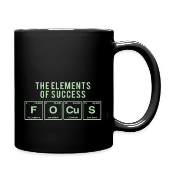 Lustiger Spruch: FOCUS - The Elements of Succes - Tasse einfarbig - Schwarz - Rechts