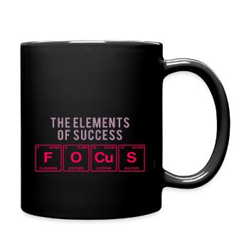 Lustiger Spruch: FOCUS - The Elements of Succes - Tasse einfarbig - Schwarz - Rechts