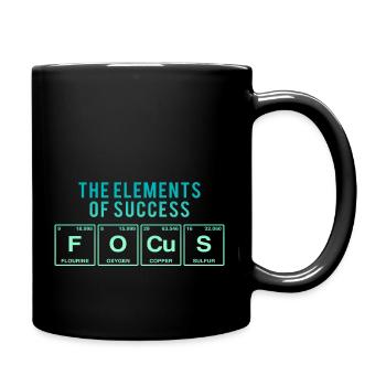 Lustiger Spruch: FOCUS - The Elements of Succes - Tasse einfarbig - Schwarz - Rechts