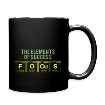 Lustiger Spruch: FOCUS - The Elements of Succes - Tasse einfarbig - Schwarz - Rechts