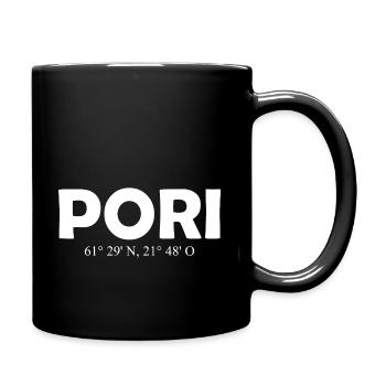 Pori - Finland - Coordinates - Longitude Latitude - Tasse einfarbig - Schwarz - Rechts