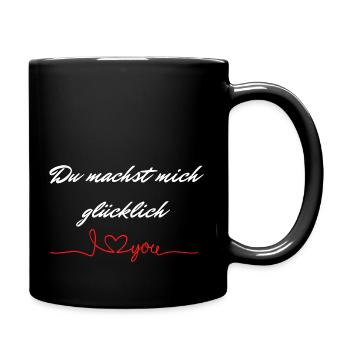 Du machst mich glücklich Lieblingsmensch - Tasse einfarbig - Schwarz - Rechts