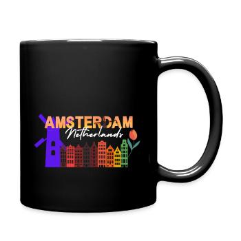 Stadt Amsterdam - Tasse einfarbig - Schwarz - Rechts