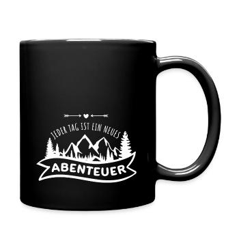 Jeder Tag ist ein neues Abenteuer - Tasse einfarbig - Schwarz - Rechts