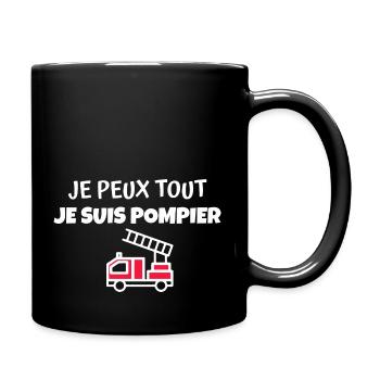 je suis pompier / cadeau humour pompier - Mug uni - noir - Droite