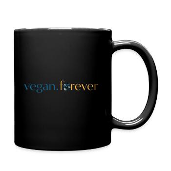 Vegan forever blue gold flower - Full Colour Mug - black - Right