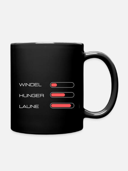Windel - Laune - Hunger - Geschenkidee, Geschenk - Tasse einfarbig - Schwarz