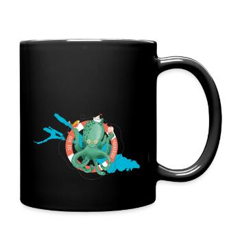 "See you at Bodensee" - Lustiges Motiv mit Oktopus - Tasse einfarbig - Schwarz - Rechts