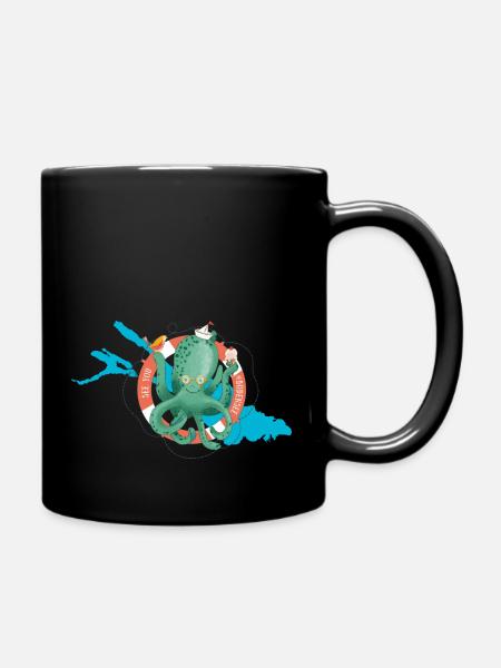 "See you at Bodensee" - Lustiges Motiv mit Oktopus - Tasse einfarbig - Schwarz