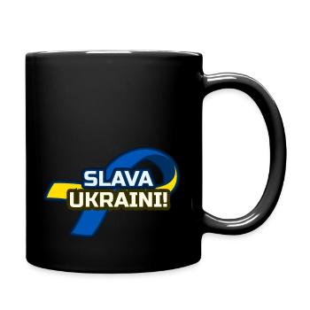 Ukraine Support: Slava Ukraini Ribbon - Full Colour Mug - black - Right
