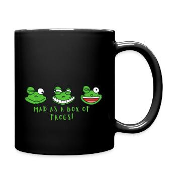 Verrückt wie eine Schachtel Frösche lustig - Tasse einfarbig - Schwarz - Rechts