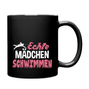 Echte Mädchen schwimmen - Tasse einfarbig - Schwarz - Rechts