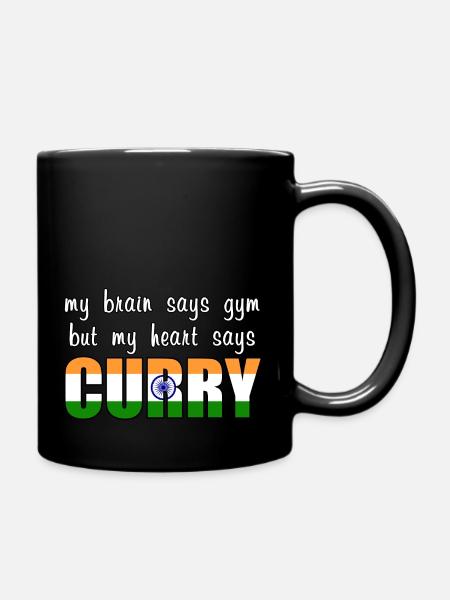 My heart says Curry - Full Colour Mug - black