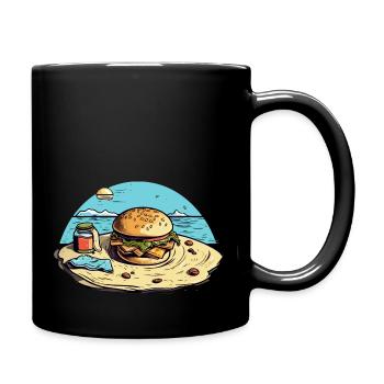 Hamburger at beach n°1 - Full Colour Mug - black - Right