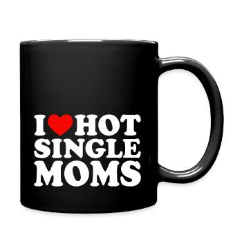 I Love Hot Single Moms I Red Heart Single Moms - Tasse einfarbig - Schwarz - Rechts