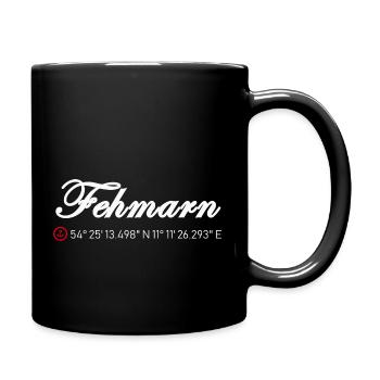 Fehmarn Koordinaten - Tasse einfarbig - Schwarz - Rechts