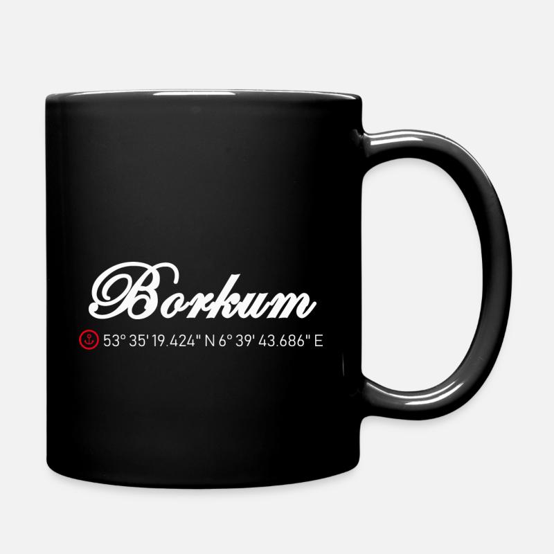 Borkum Koordinaten - Tasse einfarbig - Schwarz