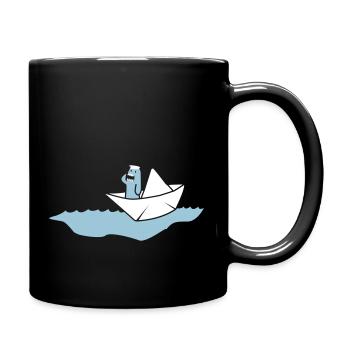 Papierboot mit Kapitän - Tasse einfarbig - Schwarz - Rechts