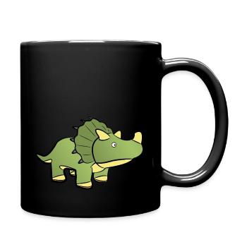 Triceratops Dino Dinosaurier Kinder Motiv grün - Tasse einfarbig - Schwarz - Rechts
