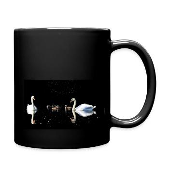 Schwäne - Tasse einfarbig - Schwarz - Rechts