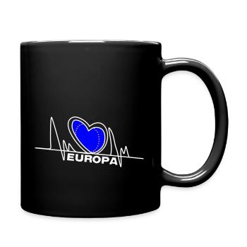 Europa Herzschlag - Tasse einfarbig - Schwarz - Rechts