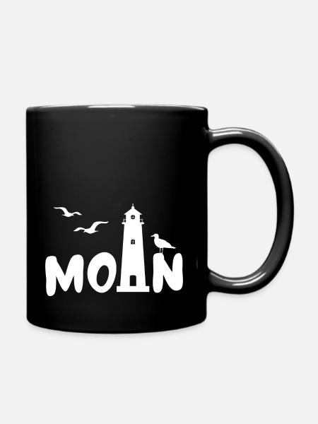 MOIN Leuchtturm Möwen Nordsee Ostsee - Tasse einfarbig - Schwarz