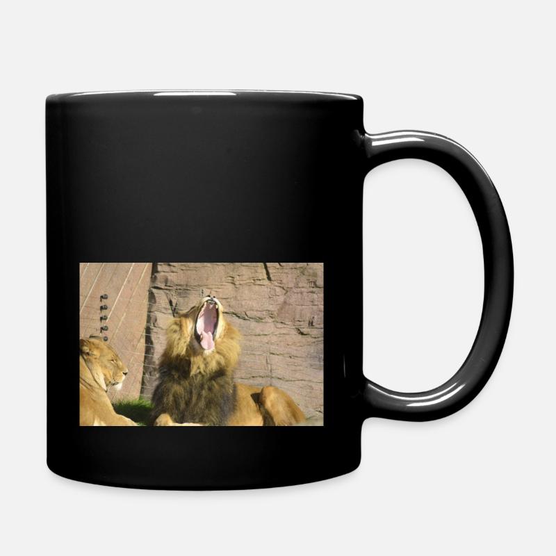 lion with open mouth CSC 0877 - Full Colour Mug - black