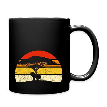Löwe unter einem Baum Safari Afrika - Tasse einfarbig - Schwarz - Rechts