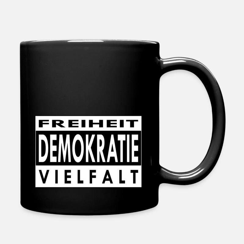 Freiheit, Demokratie & Vielfalt sind unsere Werte - Tasse einfarbig - Schwarz