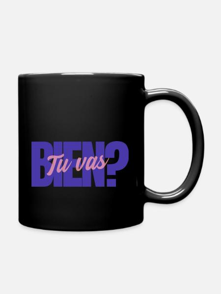 tu vas bien blue design - Full Colour Mug - black