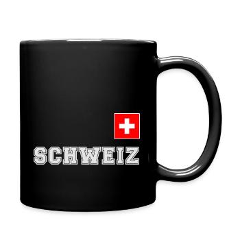Schweiz Trikot Look - mit Fahne Flagge auf Brust - Tasse einfarbig - Schwarz - Rechts
