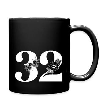 Numéro 32 floral noir - 32e anniversaire floral - Mug uni - noir - Droite